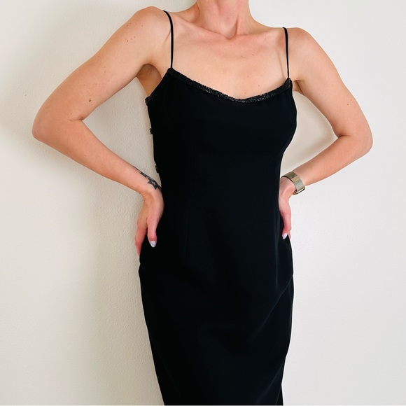 Vintage Lillie Rubin black embellished maxi open back party evening gown dress - Picture 4 of 10